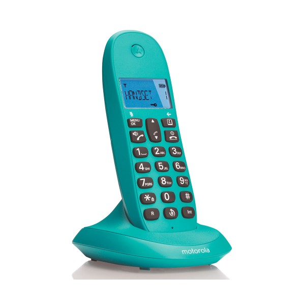 Motorola c1001lb+ turquesa teléfono inalámbrico con manos libres integrado