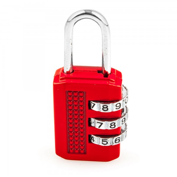 Candado combinacion 3 num. rojo 25mm.