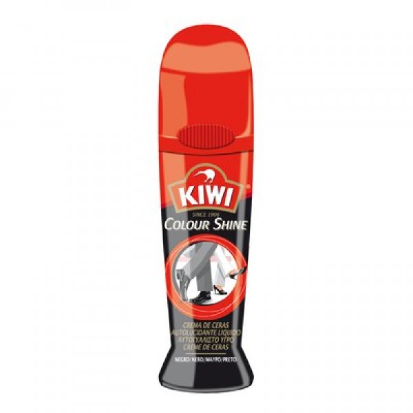 Kiwi Colour Shine crema  calzado negro brillo con aplicador 75ml