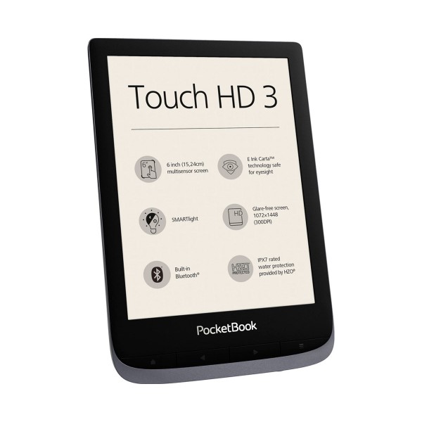 Pocketbook touch 3 hd gris metálico e-book libro electrónico 6'' e-ink wifi 16gb y microsd