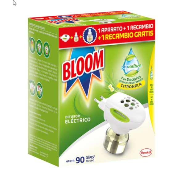 Bloom Pronature citronela insecticida mosquito aparato difusor eléctrico y 2 recambios
