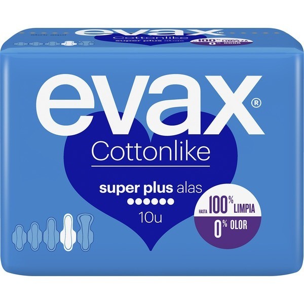 Evax Cottonlike Super Plus compresas con alas 10 Unidades