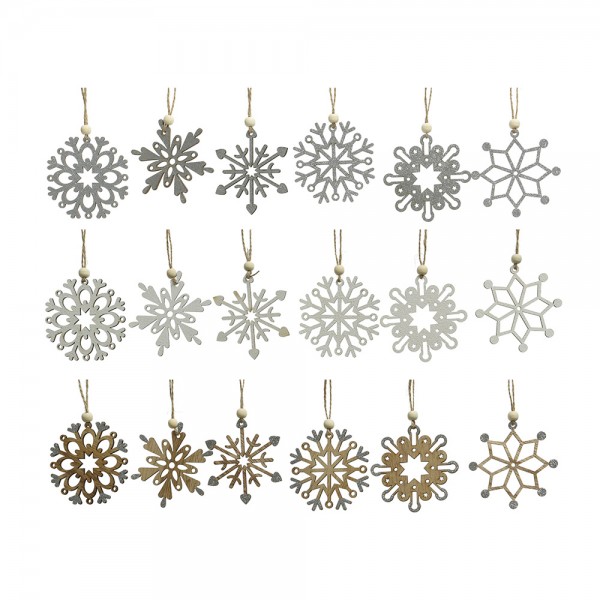 Copo de Nieve Navidad Decoris Madera Ø6 cm Surtido