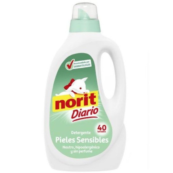 Norit Diario Piel Sensible detergente ropa gel líquido neutro hipoalergénico 40 Lavados