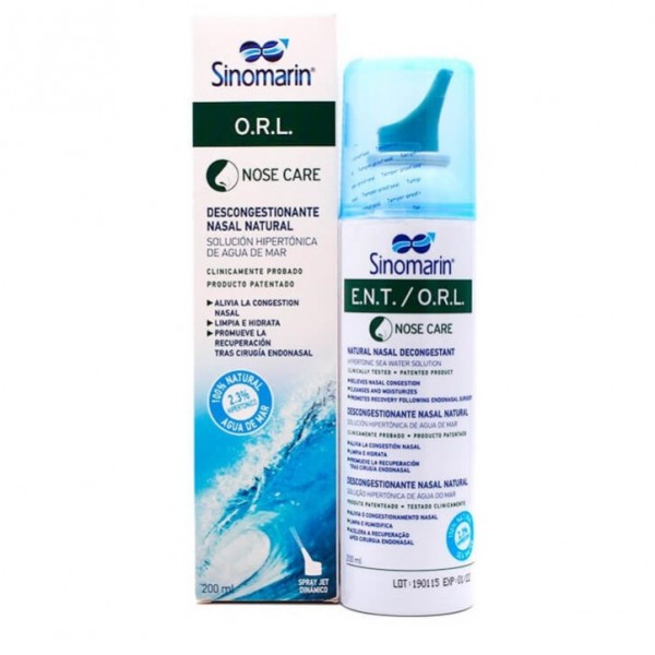 Sinomarin ORL Solución Hipertónica Agua de Mar Descongestionante Nasal Natural 200 ml