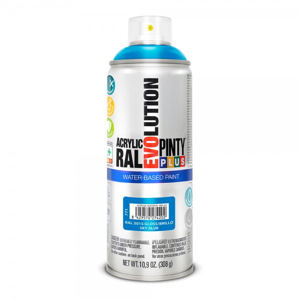 Pintura acrílica spray evolution water-based 520 cc ral 5015 azul celeste Pintura acrílica spray evolution water-based 520 cc ral 5015 azul celeste