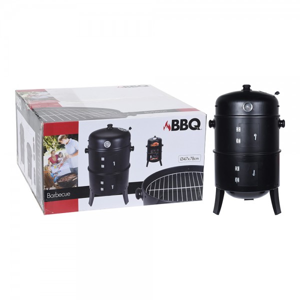 Barbacoa tipo barril para ahumar color negra bbq