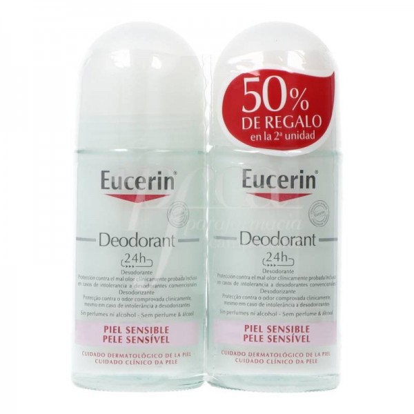 Eucerin Desodorante Piel Sensible sin alcohol sin perfume rollon