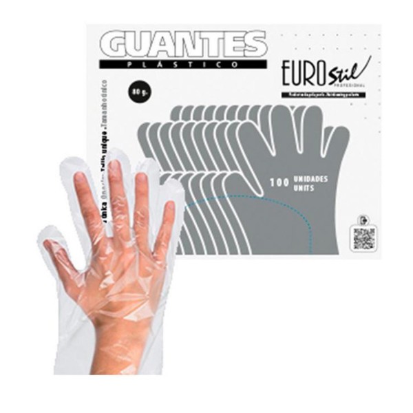Eurostil guantes desechables plástico transparente 100uds