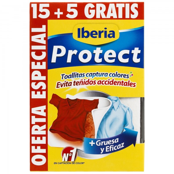 Iberia Protect Toallitas Captura Colores lavadora ropa 20 Unidades