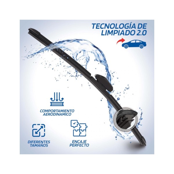 Escobilla Limpiaparabrisas Modelo Aquan66 Ultra Flex Series 23" 58 cm 1 Unidad con 8 Adaptadores