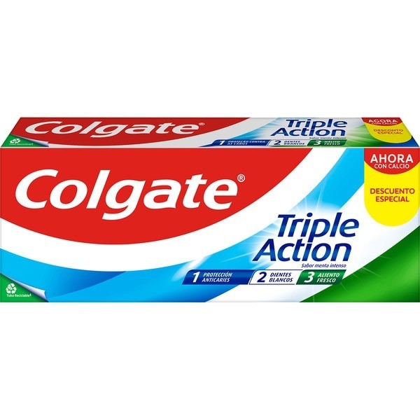 Colgate Triple Acción Menta pasta de dientes 2x75 ml