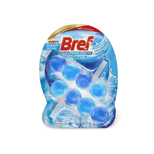 Bref WC Gel brillante Ártico colgador inodoro limpia perfuma 2 uds