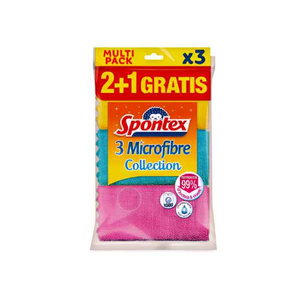 Sopntex bayeta microfibra limpieza multiusos multicolor 3uds