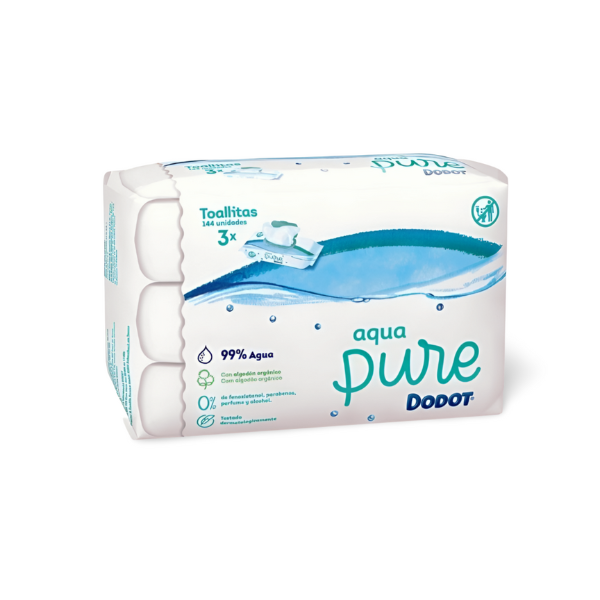 Dodot Aqua Pure toallitas húmedas bebé 3 paquetes 144 uds