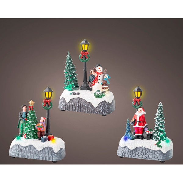 Figura Navidad Lumineo con Farola LED 12,5 cm Surtida