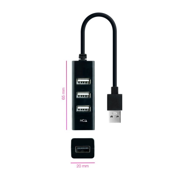 Nanocable hub usb 2.0 con 4 puertos de usb 2.0