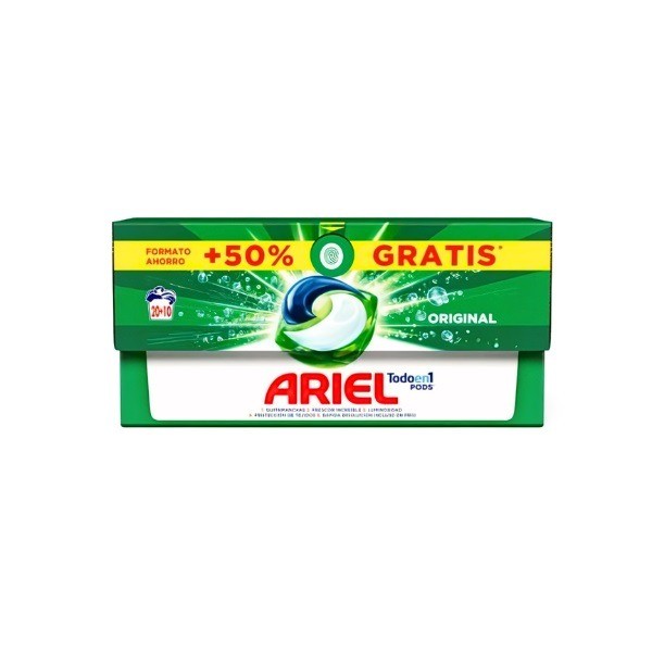 Ariel Pods Original Todo en 1 detergente ropa lavadora 30 cápsulas
