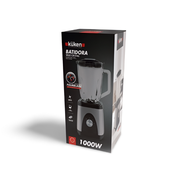 Kuken batidora vaso jarra cristal plata 1,5 litros 1000W
