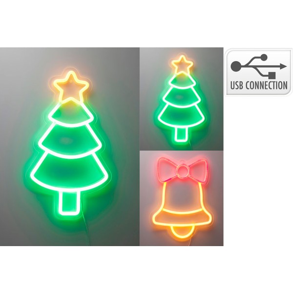 Figura Navideña Neón LED BASIC & CO USB Modelos Surtidos
