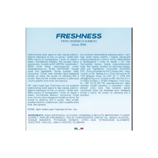 Freshness Toallitas WC Papel higiénico húmedo 80 uds