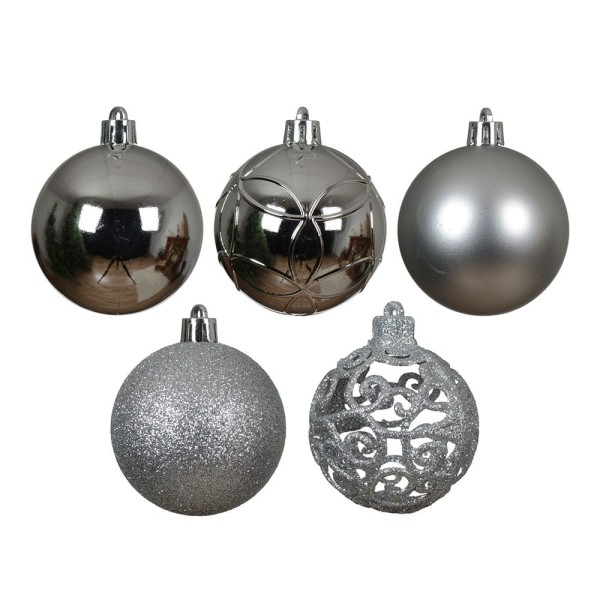 Bolas de Navidad Plata Decoris 6 cm Pack 35 Unidades
