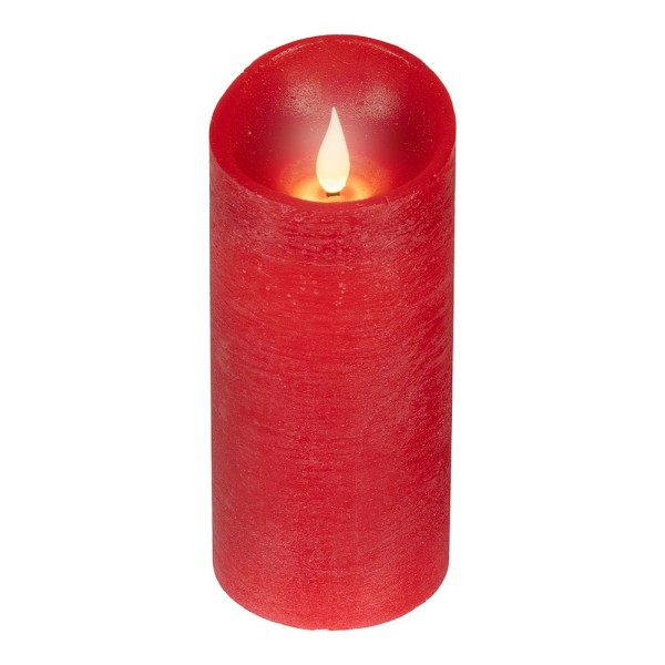 Vela LED de Cera Roja Lumineo Efecto Llama 17 cm