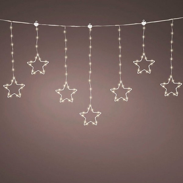 Cortina LED Plata Estrellas Blanco Cálido Lumineo 1,2 m