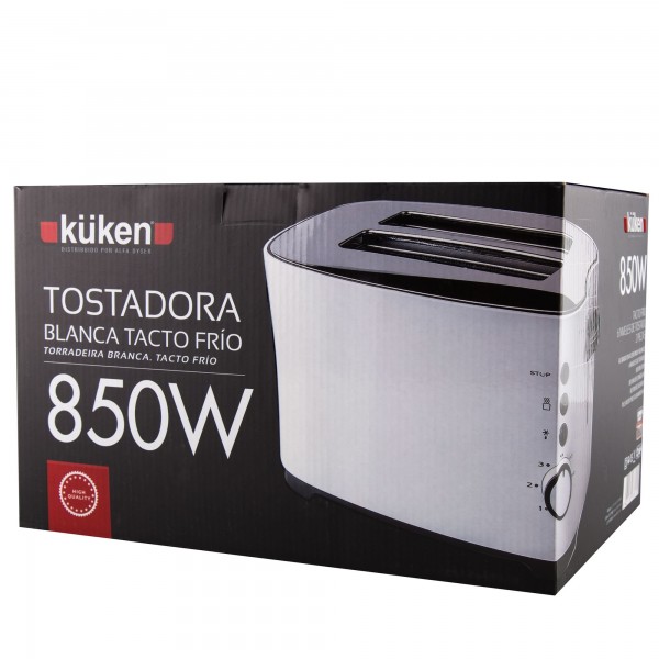 Kuken Tostadora pan eléctrica 2 rebanadas 850W blanca