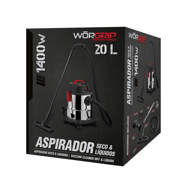 Worgrip Aspirador para seco y líquidos industrial 1400W 20 litros Worgrip Aspirador para seco y líquidos industrial 1400W 20 litros