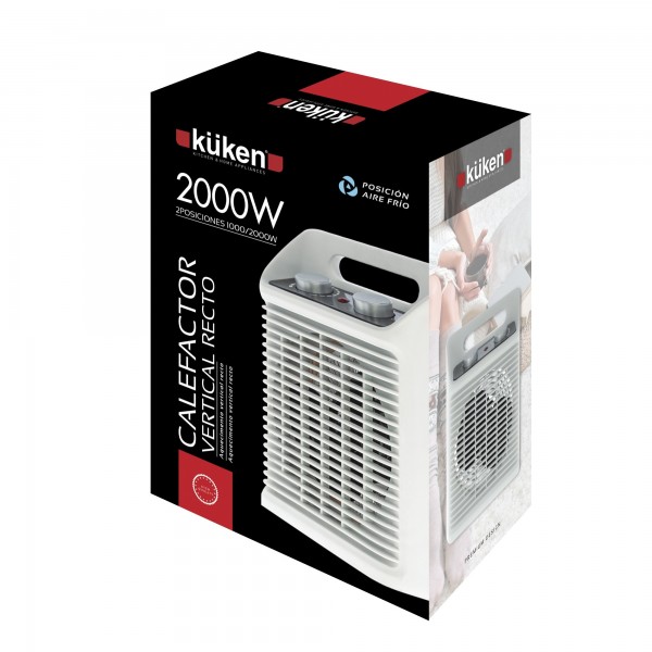 Kuken calefactor eléctrico vertical baño 1000/2000W